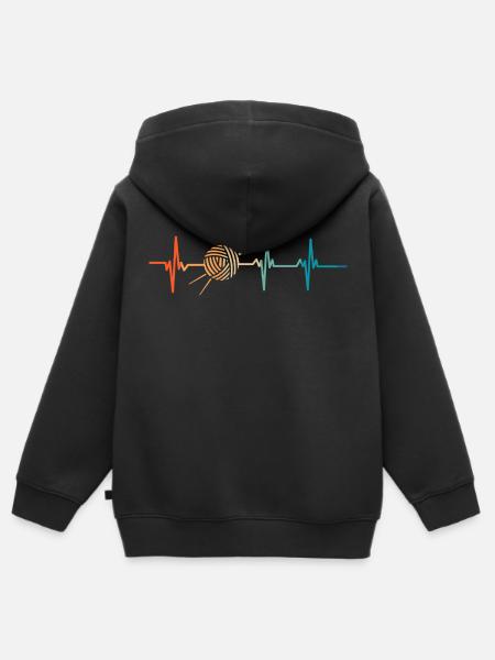 Battement de cœur tricoté - Premium børne zip-hættetrøje økologisk - sort