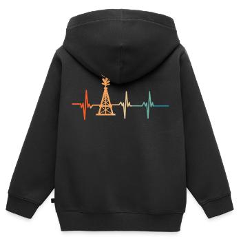 Heartbeat Derrick Öl - Kinder Premium Organic Zip Hoodie - Schwarz - Hinten - AI Model Kid Male (0cm)