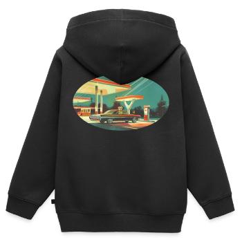 Benzinbrüder Tankstelle - Kinder Premium Organic Zip Hoodie - Schwarz - Hinten - AI Model Kid Male (0cm)