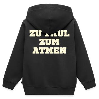Zu faul zum atmen - Kinder Premium Organic Zip Hoodie - Schwarz - Hinten - AI Model Kid Male (0cm)