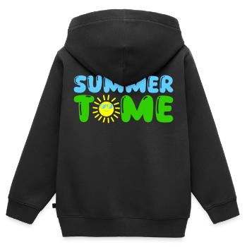 Heure d'été - Sweat Premium à capuche zippé enfant bio - noir - Dos - AI Model Kid Male (0cm)