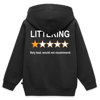 Gegen Anti Umweltverschmutzung 1 Stern Bewertung - Kinder Premium Organic Zip Hoodie - Schwarz - Hinten - AI Model Kid Male (0cm)