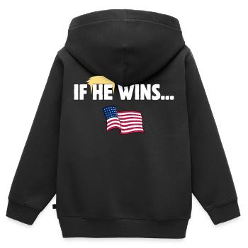 IF HE WINS ... USA ELECTION 2024  - Kids Premium Organic Zip-up Hoodie - black - Back - AI Model Kid Male (0cm)