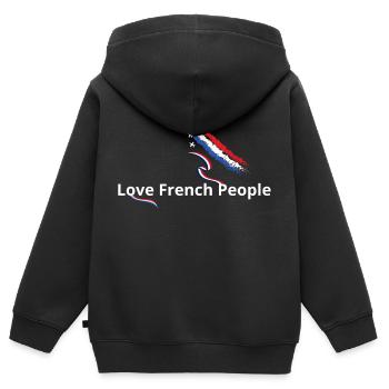 J'aime les français drapeau français - Sweat Premium à capuche zippé enfant bio - noir - Dos - AI Model Kid Male (0cm)
