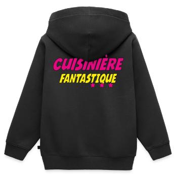 Cuisinière FANTASTIQUE - Sweat Premium à capuche zippé enfant bio - noir - Dos - AI Model Kid Male (0cm)