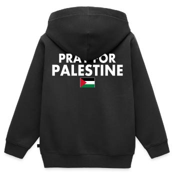 Pray for palestine - Kinder Premium Organic Zip Hoodie - Schwarz - Hinten - AI Model Kid Male (0cm)