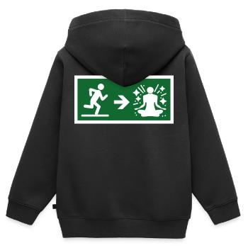 exit to meditate - Kids Premium Organic Zip-up Hoodie - black - Back - AI Model Kid Male (0cm)
