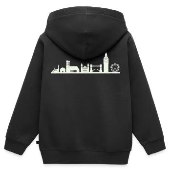 Horizon de Londres - Sweat Premium à capuche zippé enfant bio - noir - Dos - AI Model Kid Male (0cm)