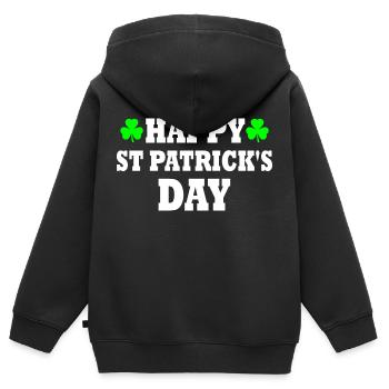happy st patrick's day - Kinder Premium Organic Zip Hoodie - Schwarz - Hinten - AI Model Kid Male (0cm)