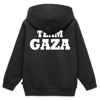 Team gaza - Kids Premium Organic Zip-up Hoodie - black - Back - AI Model Kid Male (0cm)