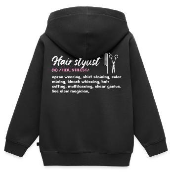 Hair Stylist Definition Makeup Cosmetician - Kinder Premium Organic Zip Hoodie - Schwarz - Hinten - AI Model Kid Male (0cm)