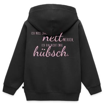 sprüche nett hübsch - Kinder Premium Organic Zip Hoodie - Schwarz - Hinten - AI Model Kid Male (0cm)