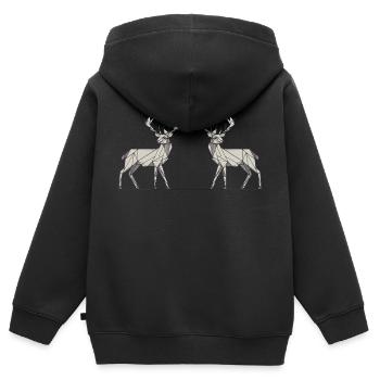Hirsch 2 grau Schnee - Kinder Premium Organic Zip Hoodie - Schwarz - Hinten - AI Model Kid Male (0cm)
