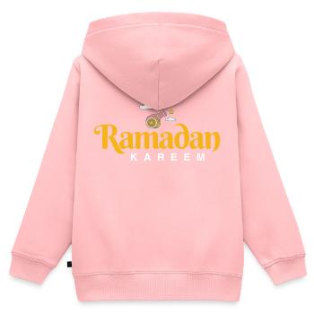 Ramadan Mubarak - Kinder Premium Organic Zip Hoodie - Rosa - Hinten - AI Model Kid Female (0cm)