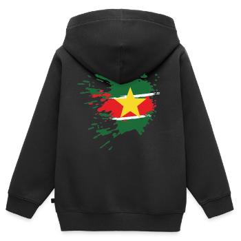 drapeau Suriname - Sweat Premium à capuche zippé enfant bio - noir - Dos - AI Model Kid Male (0cm)