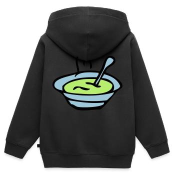 gamelle assiette soupe - Sweat Premium à capuche zippé enfant bio - noir - Dos - AI Model Kid Male (0cm)