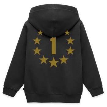 1 deluxe - Sweat Premium à capuche zippé enfant bio - noir - Dos - AI Model Kid Male (0cm)