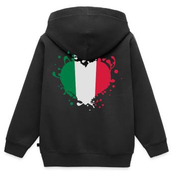 coeur drapeau cuore bandiera italie italia jeux - Sweat Premium à capuche zippé enfant bio - noir - Dos - AI Model Kid Male (0cm)