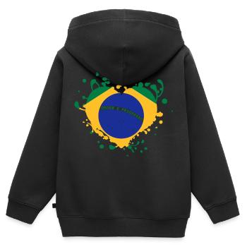 brasilien Flagge Herz-Spiele - Kinder Premium Organic Zip Hoodie - Schwarz - Hinten - AI Model Kid Male (0cm)