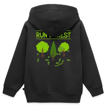 Run Forest Run Jour de la Terre 2018 - Sweat Premium à capuche zippé enfant bio - noir - Dos - AI Model Kid Male (0cm)