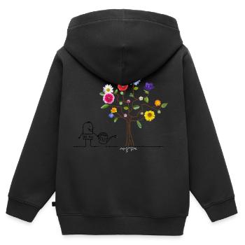 fleißiger Gärtner - Kinder Premium Organic Zip Hoodie - Schwarz - Hinten - AI Model Kid Male (0cm)
