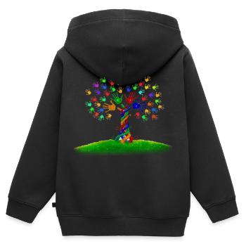 die lebendige Vielfalt - Kinder Premium Organic Zip Hoodie - Schwarz - Hinten - AI Model Kid Male (0cm)