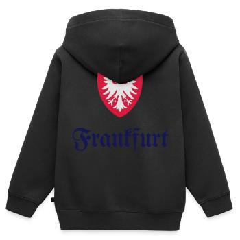 Frankfurt - Kinder Premium Organic Zip Hoodie - Schwarz - Hinten - AI Model Kid Male (0cm)