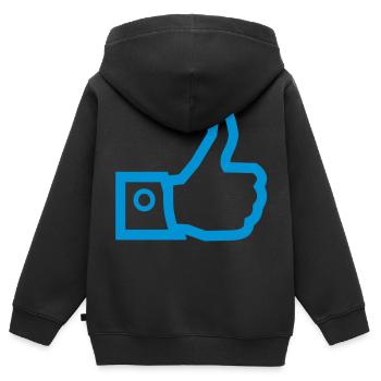 Thumbs up - J'aime - Sweat Premium à capuche zippé enfant bio - noir - Dos - AI Model Kid Male (0cm)
