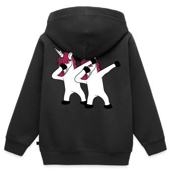 2 freunde team paar crew party feiern club dabbing - Kinder Premium Organic Zip Hoodie - Schwarz - Hinten - AI Model Kid Male (0cm)