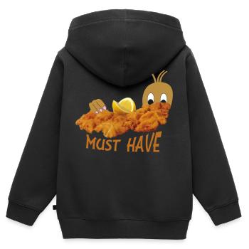 Côtelette - Sweat Premium à capuche zippé enfant bio - noir - Dos - AI Model Kid Male (0cm)