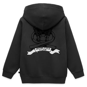 Motor - Kinder Premium Organic Zip Hoodie - Schwarz - Hinten - AI Model Kid Male (0cm)