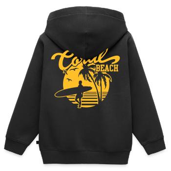 Coral Beach Surfers Heaven - Kinder Premium Organic Zip Hoodie - Schwarz - Hinten - AI Model Kid Male (0cm)