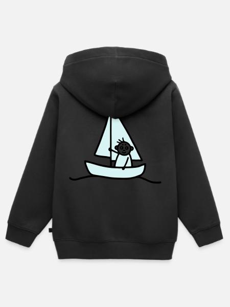 Sailing man - Segelboot - V2 - Kinder Premium Organic Zip Hoodie - Schwarz