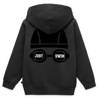 Just swim - Kinder Premium Organic Zip Hoodie - Schwarz - Hinten - AI Model Kid Male (0cm)