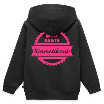 Kosmetikerin - Kinder Premium Organic Zip Hoodie - Schwarz - Hinten - AI Model Kid Male (0cm)