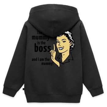 The mummy is the boss and I am the mummy! - Kids Premium Organic Zip-up Hoodie - black - Back - AI Model Kid Male (0cm)