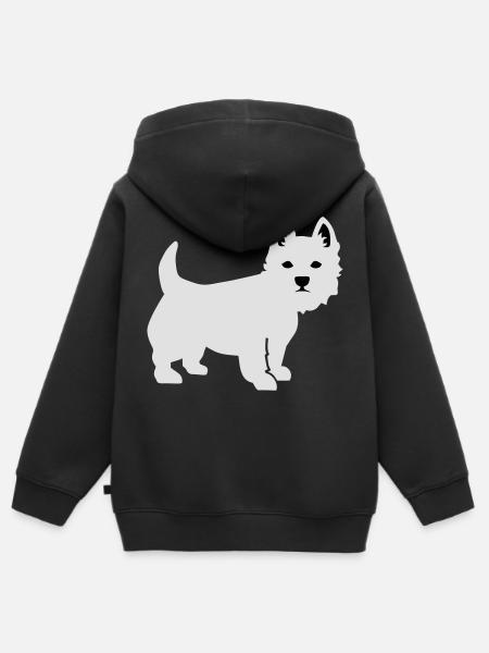 Westie - Premium børne zip-hættetrøje økologisk - sort