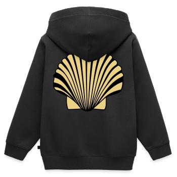 coquille saint jaques coquillage de Compostelle - Sweat Premium à capuche zippé enfant bio - noir - Dos - AI Model Kid Male (0cm)