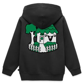 glücklich gesicht comic süß niedlich idyllisch zau - Kinder Premium Organic Zip Hoodie - Schwarz - Hinten - AI Model Kid Male (0cm)