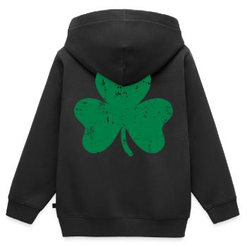 Kleeblatt - Kinder Premium Organic Zip Hoodie - Schwarz - Hinten - AI Model Kid Male (0cm)