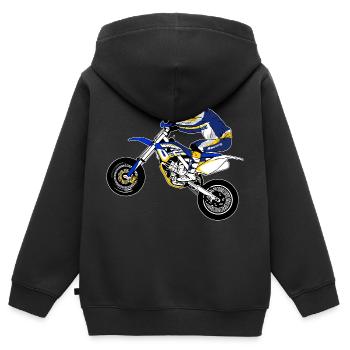 Supermoto - Kinder Premium Organic Zip Hoodie - Schwarz - Hinten - AI Model Kid Male (0cm)
