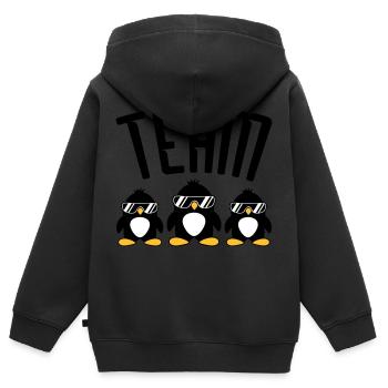 Logo Team Pinguine - Kinder Premium Organic Zip Hoodie - Schwarz - Hinten - AI Model Kid Male (0cm)