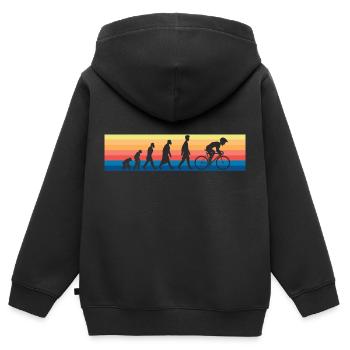 Fahrrad Evolution Retro Rennen Fahrradfahrer - Kinder Premium Organic Zip Hoodie - Schwarz - Hinten - AI Model Kid Male (0cm)