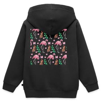 flamingo - Kids Premium Organic Zip-up Hoodie - black - Back - AI Model Kid Male (0cm)