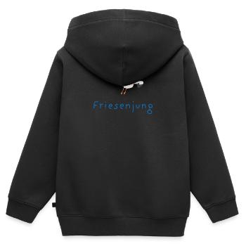 Friesenjung - Kinder Premium Organic Zip Hoodie - Schwarz - Hinten - AI Model Kid Male (0cm)