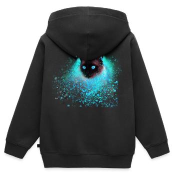 siam cat, colorful, graffiti, i painting art, cat, green - Kids Premium Organic Zip-up Hoodie - black - Back - AI Model Kid Male (0cm)