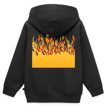 fire flame flame wall - Kids Premium Organic Zip-up Hoodie - black - Back - AI Model Kid Male (0cm)