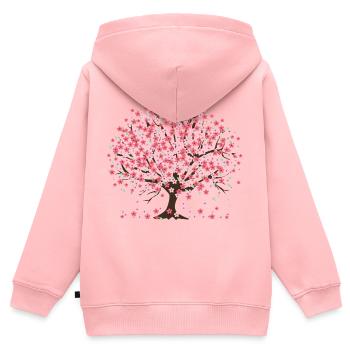 Cherry Blossom tree and petals - Kids Premium Organic Zip-up Hoodie - rose - Back - AI Model Kid Female (0cm)