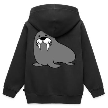phoque - Sweat Premium à capuche zippé enfant bio - noir - Dos - AI Model Kid Male (0cm)