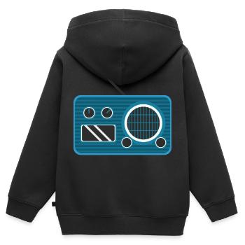radio - Sweat Premium à capuche zippé enfant bio - noir - Dos - AI Model Kid Male (0cm)